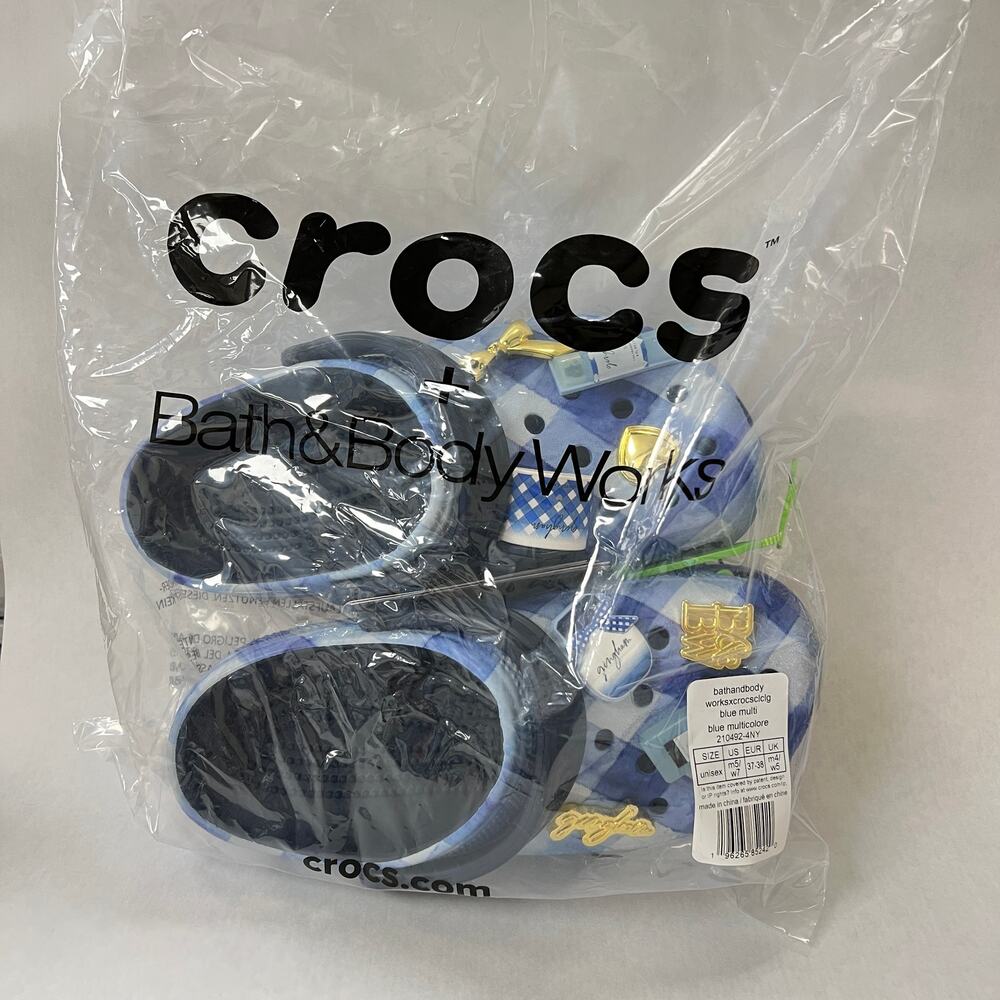 New Bath & Body Works GINGHAM Crocs Jibbitz Classic Clog W 7 / M 5
